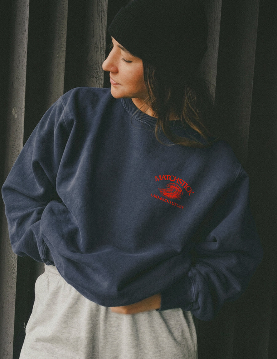 Wave Crewneck - Vintage Navy